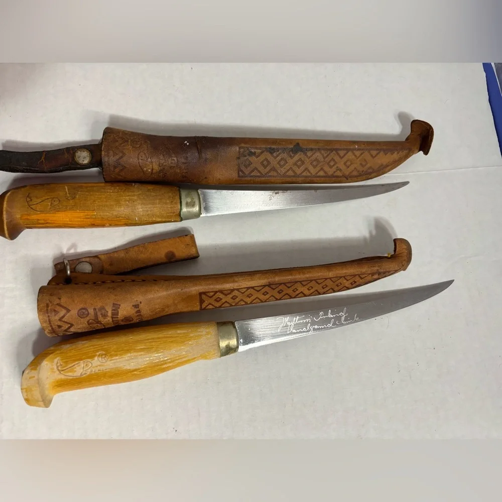 J. Marttiini Rapala Fishing Fillet Knife with a leather sheath Vintage Condition